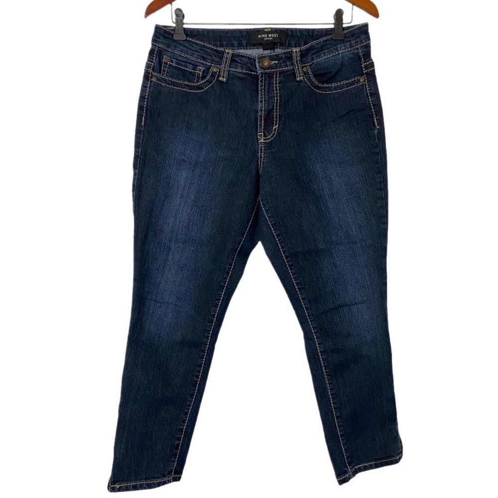 Nine West Date Night Capri Cropped Jeans Dark Wash Womens Size 10 Flirty Casual